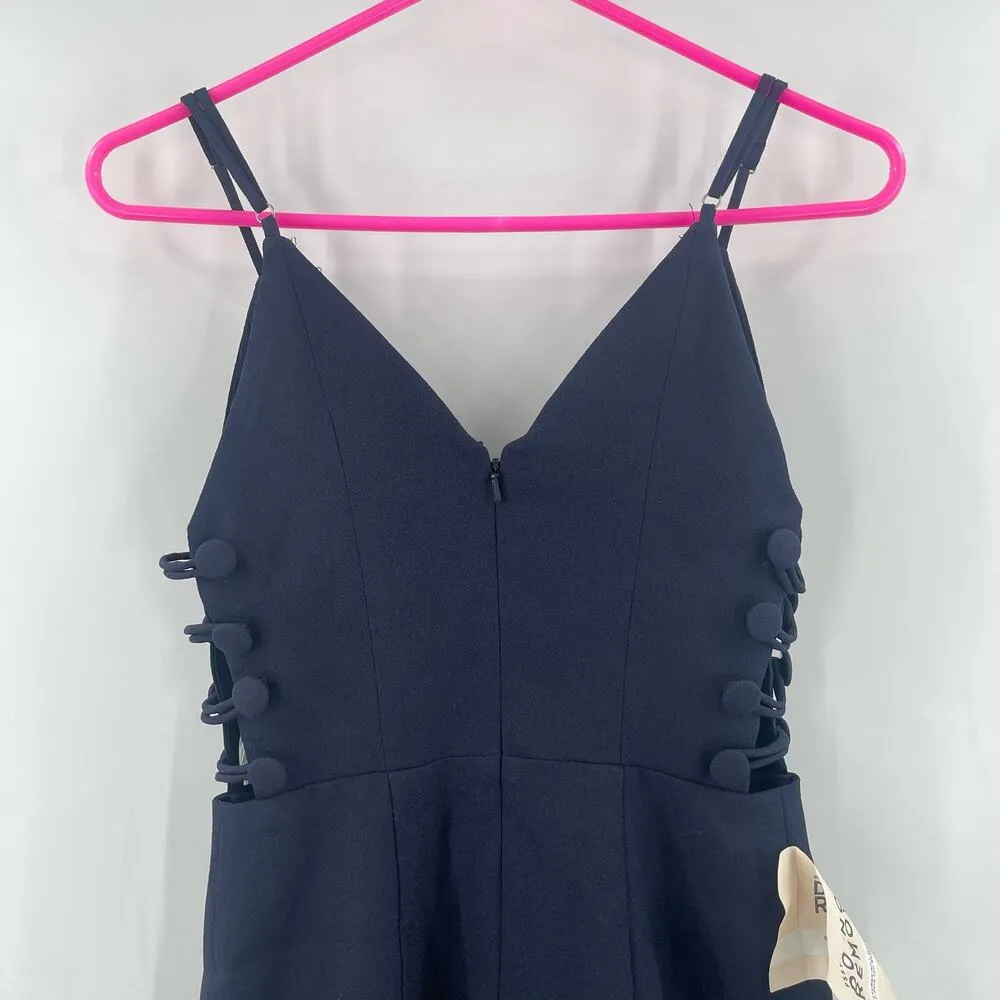 FAME AND PARTNERS Dress Size 0 Maxi Gown Navy Side Slit Buttons Evening NWT - Image 12