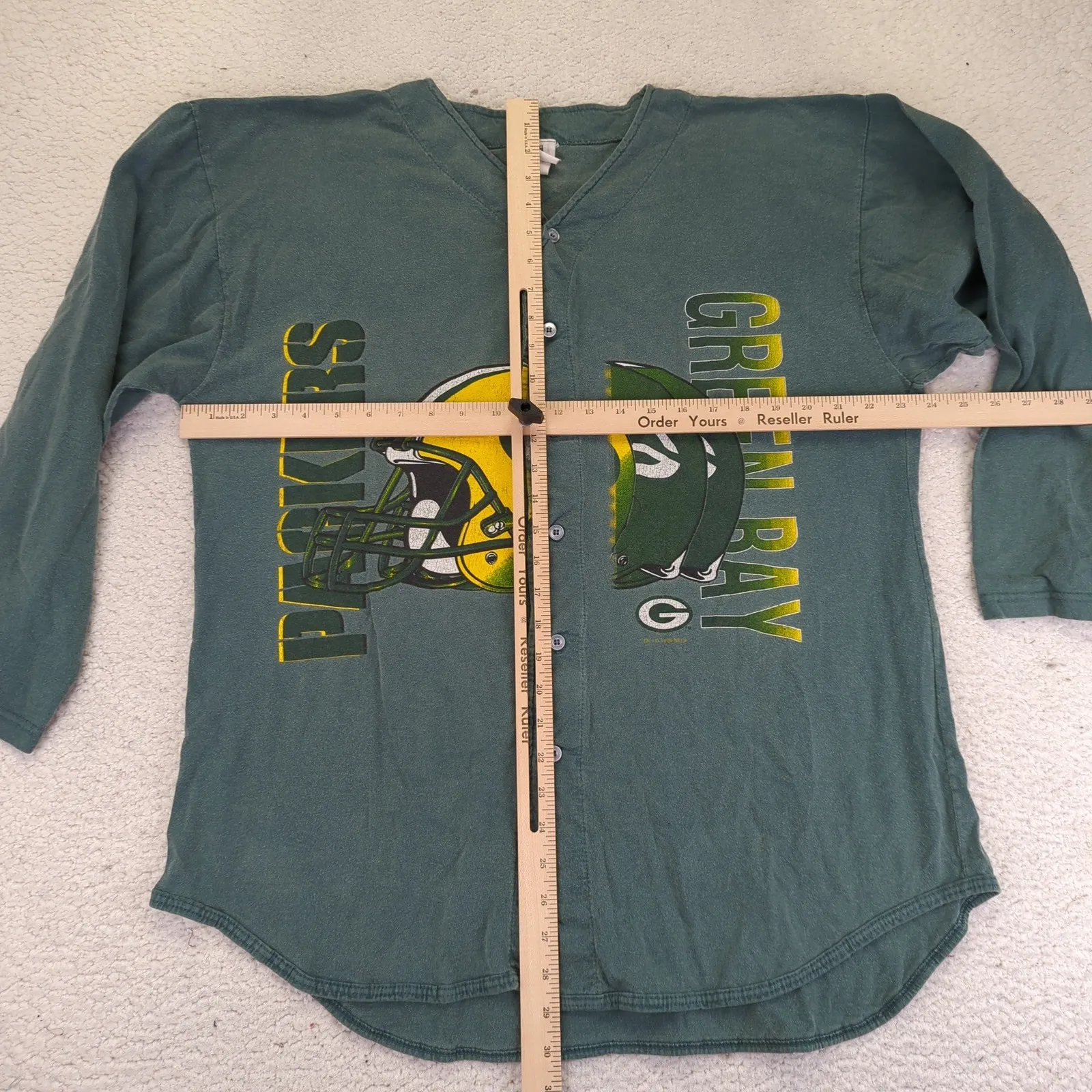 Vintage 1996 Green Bay Packers NFL Game Day Button Down‎ Baseball Jersey Large - Image 9