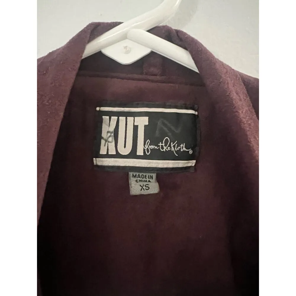 Kut from the Kloth Jacket Women's XS Burgundy Tayanita Faux Suede Blazer - Image 3