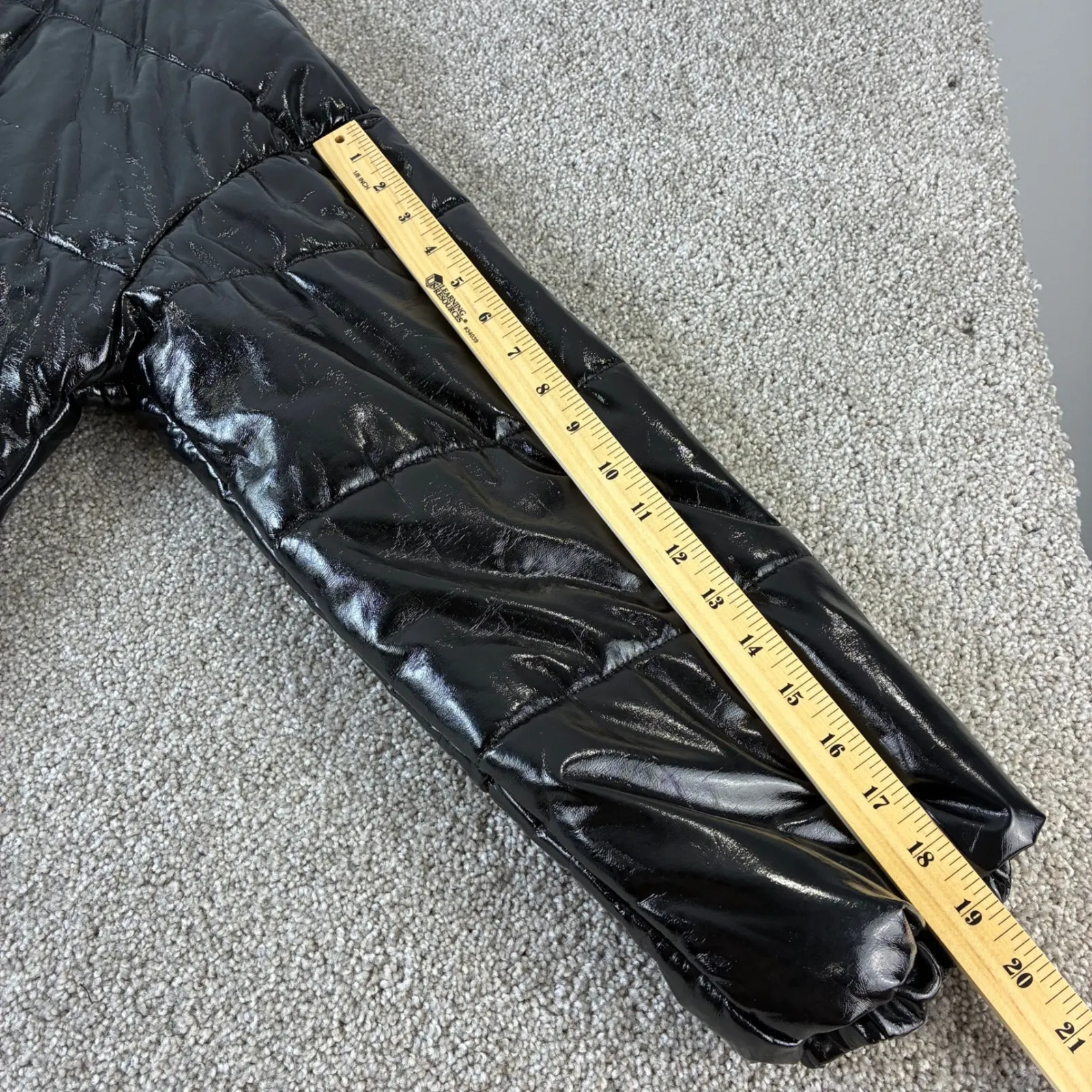 Wild‎ Fable Black Puffer Jacket Shiny Quilted Coat Womens Size L - Image 5