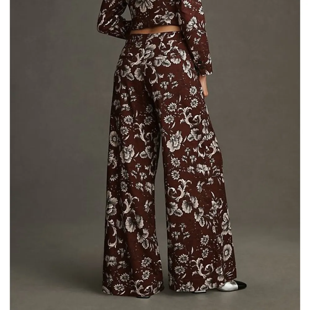 Anthropologie Linen Blend Mid Rise Wide Leg Pants Size 2 Floral Print - Image 4