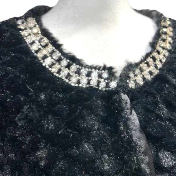 Haani Black Teddy Jacket with Embellished Collar Size L - Image 7