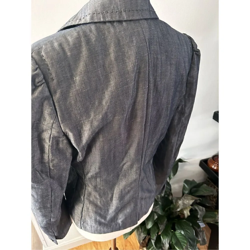 Banana republic blazer gray cotton blend size 4 - Image 3