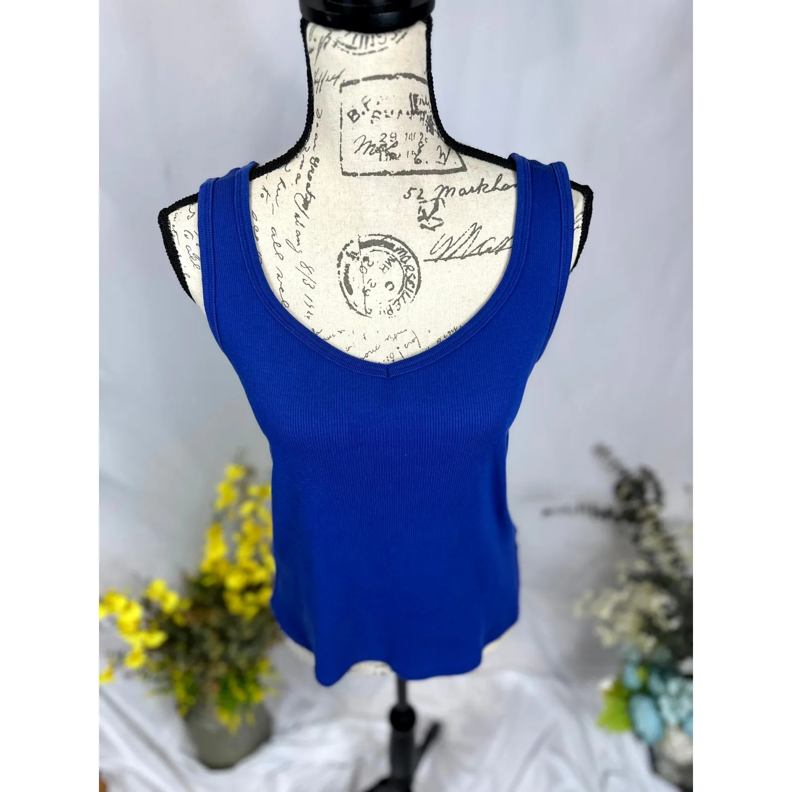 Ralph Lauren Women’s Sleeveless Knit Tank Top Blue M - Image 3