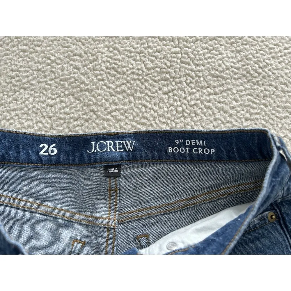 J Crew 9" Demi Boot Crop Jeans Wedgewood Wash Kick Flare BV664 Size 26 Blue - Image 4
