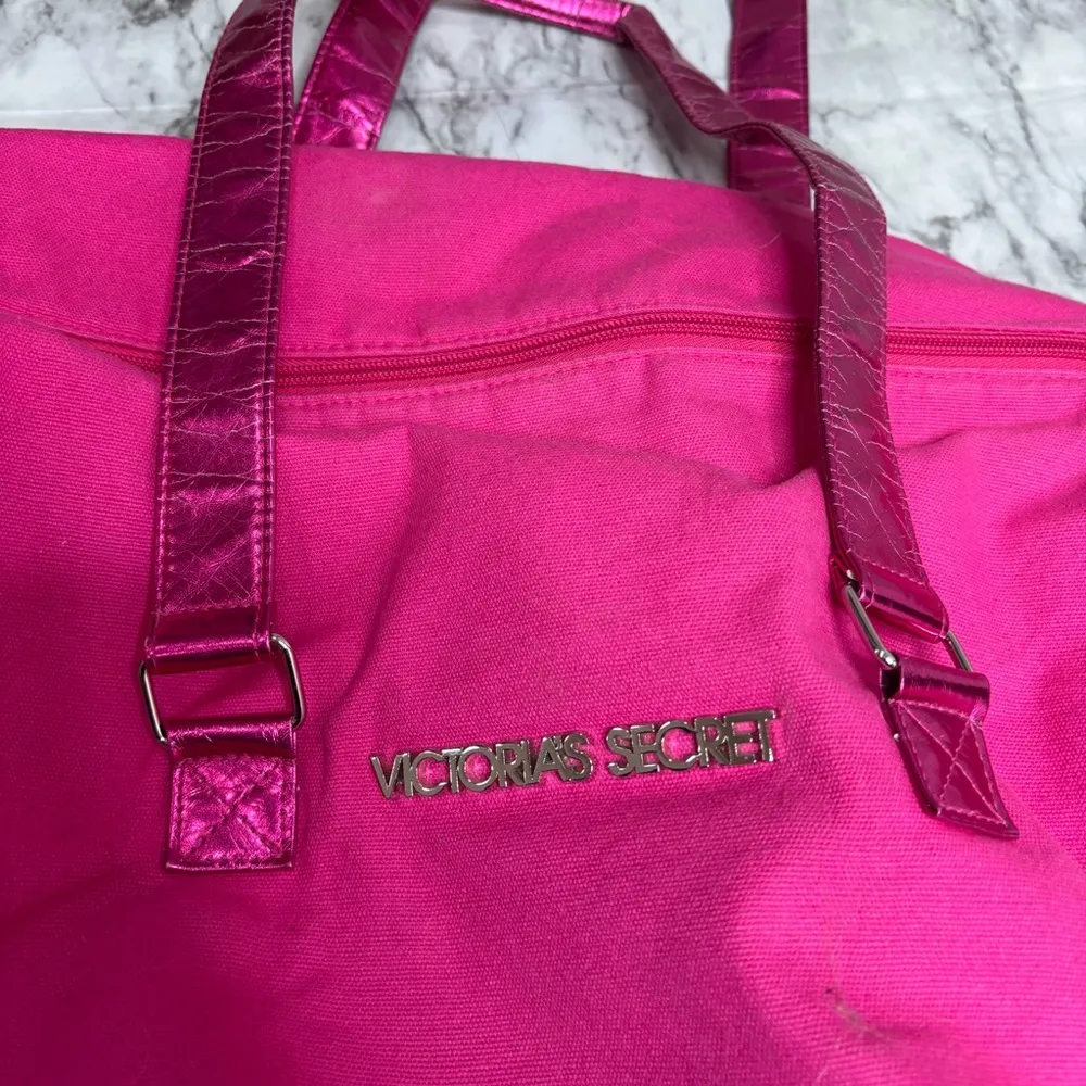 Victoria Secret y2K 2000s travel bag large duffle hot Pink zip up - Image 2