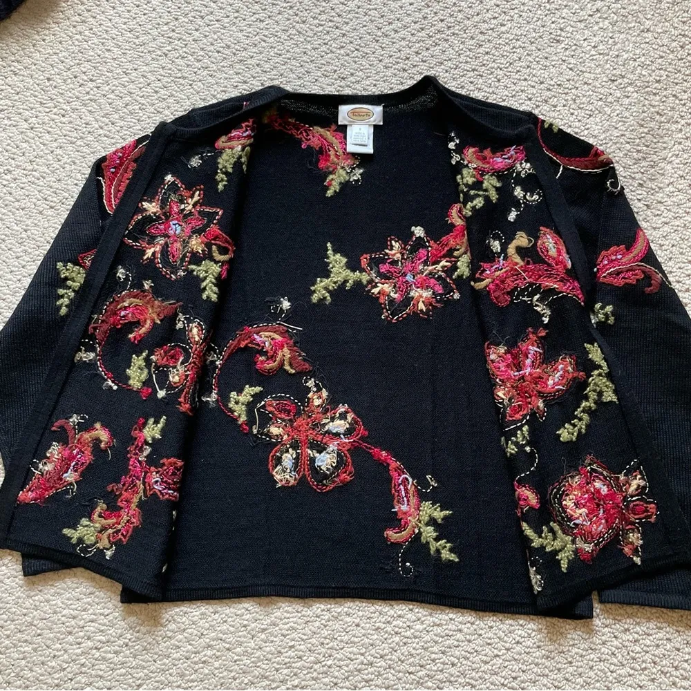 Vintage Talbots Beaded Zippered Cardigan Size Small - Image 2