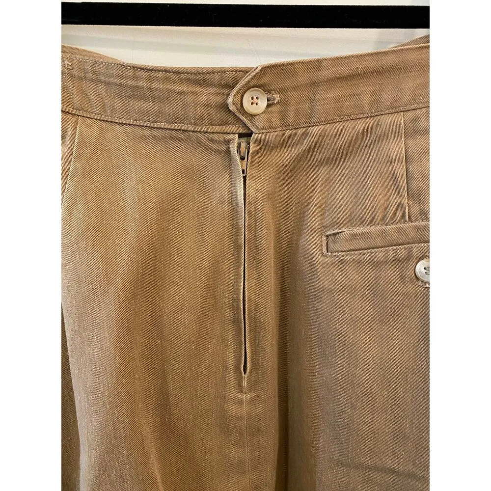 Ruff Hewn Vintage Size 8 A-Line Khaki Pleated Skirt Tan 100% Cotton Made in USA - Image 7