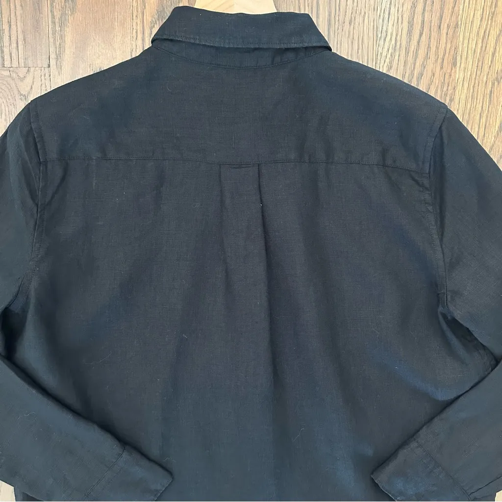 Quince Women's 100% European Linen Long Sleeve Shirt in Black Size Medium - Image 8