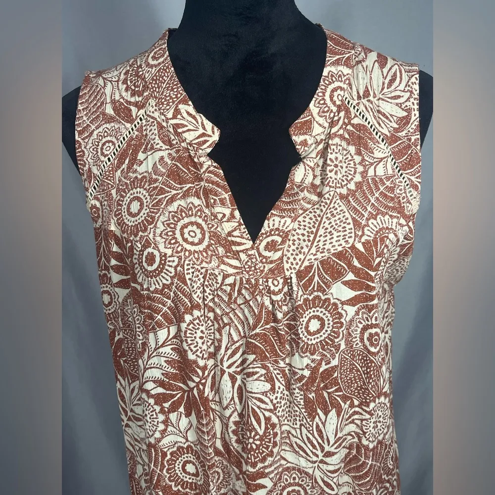 Women's Nostalgia V Neck Sleeveless Shirt Blouse Tank Top Rust Copper Sz L NWOT Size L - Image 5