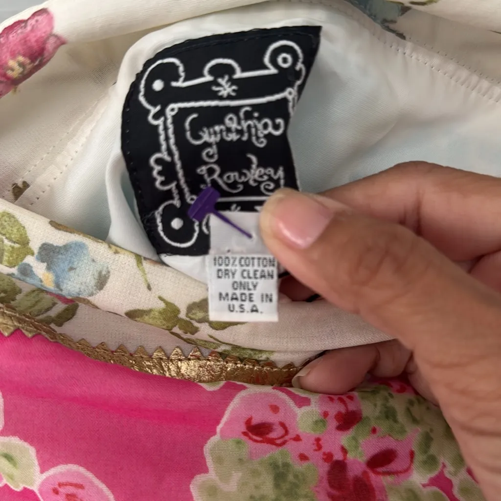 Vintage 90's Cynthia Rowley Garden Print Floral Column Maxi Dress Size 6 - Image 9