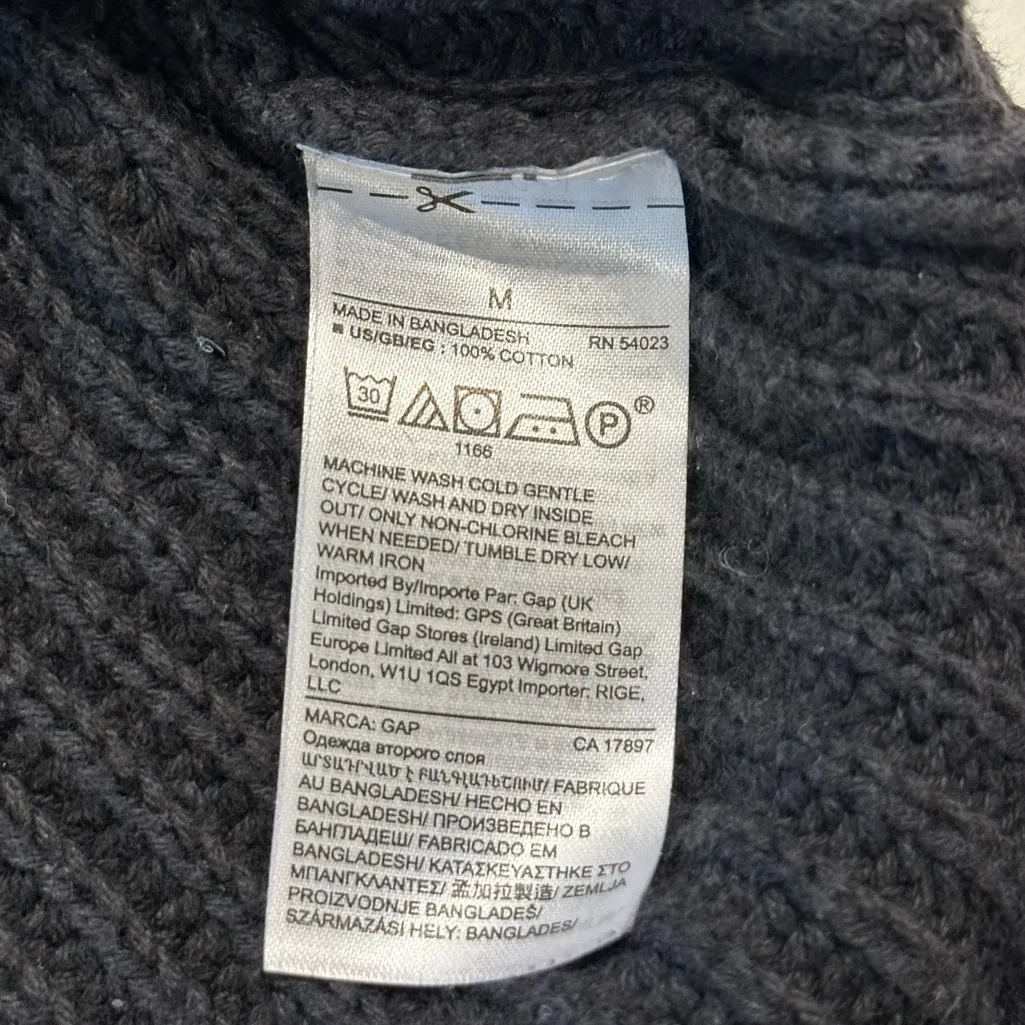GAP Chunky Black Knit Sweater Hoodie‎ Size Medium - Image 5