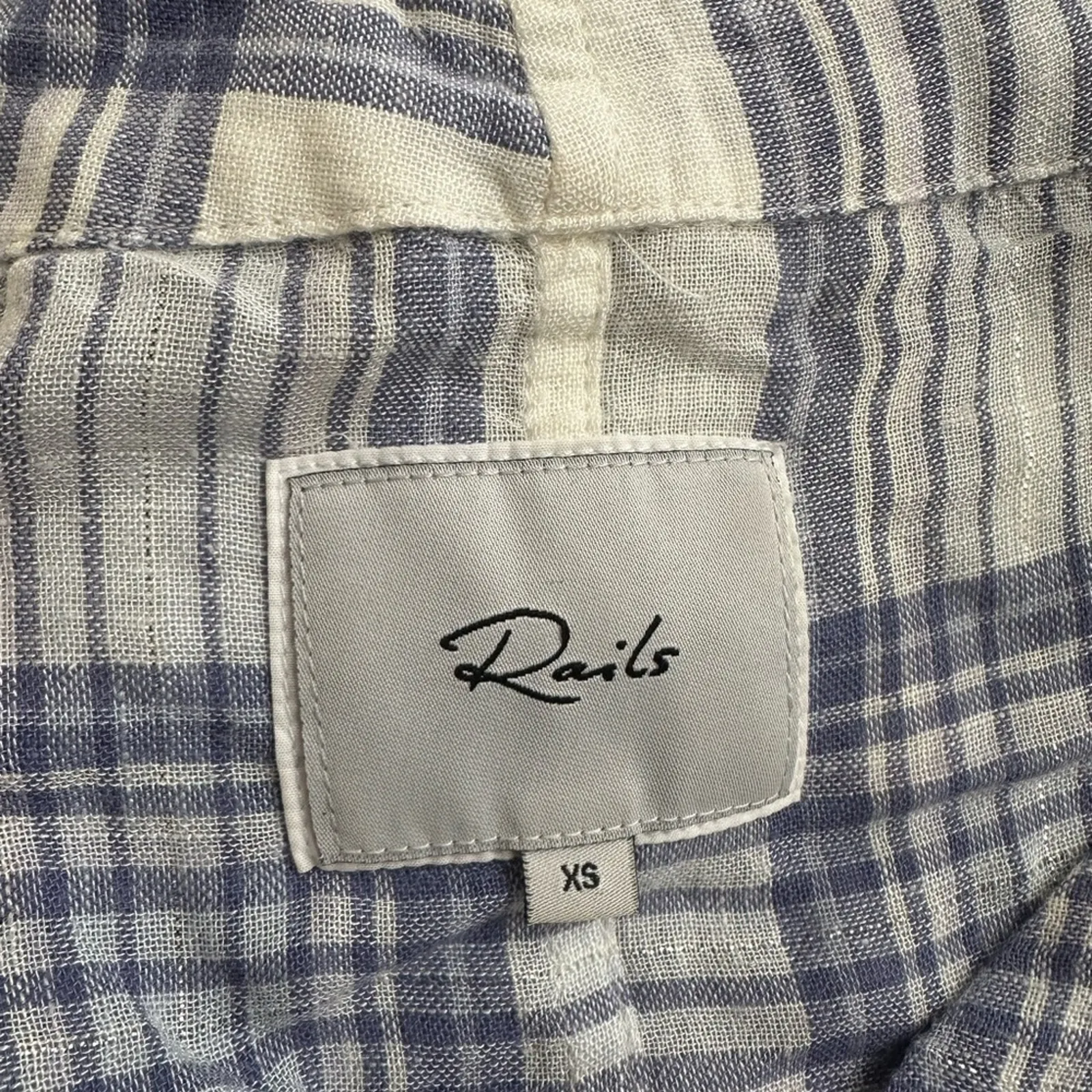 Rails Thea Tie Front Shirt Lilac Blue Rayon Crop Western Cowgirl Metallic Preppy - Image 3