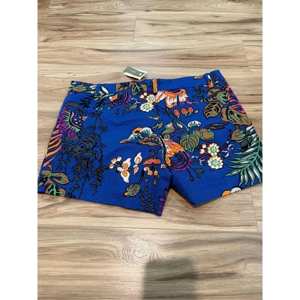 J.Crew NWT Shorts Womens Blue Floral Tropical Cotton Sz 12 or large - Image 2