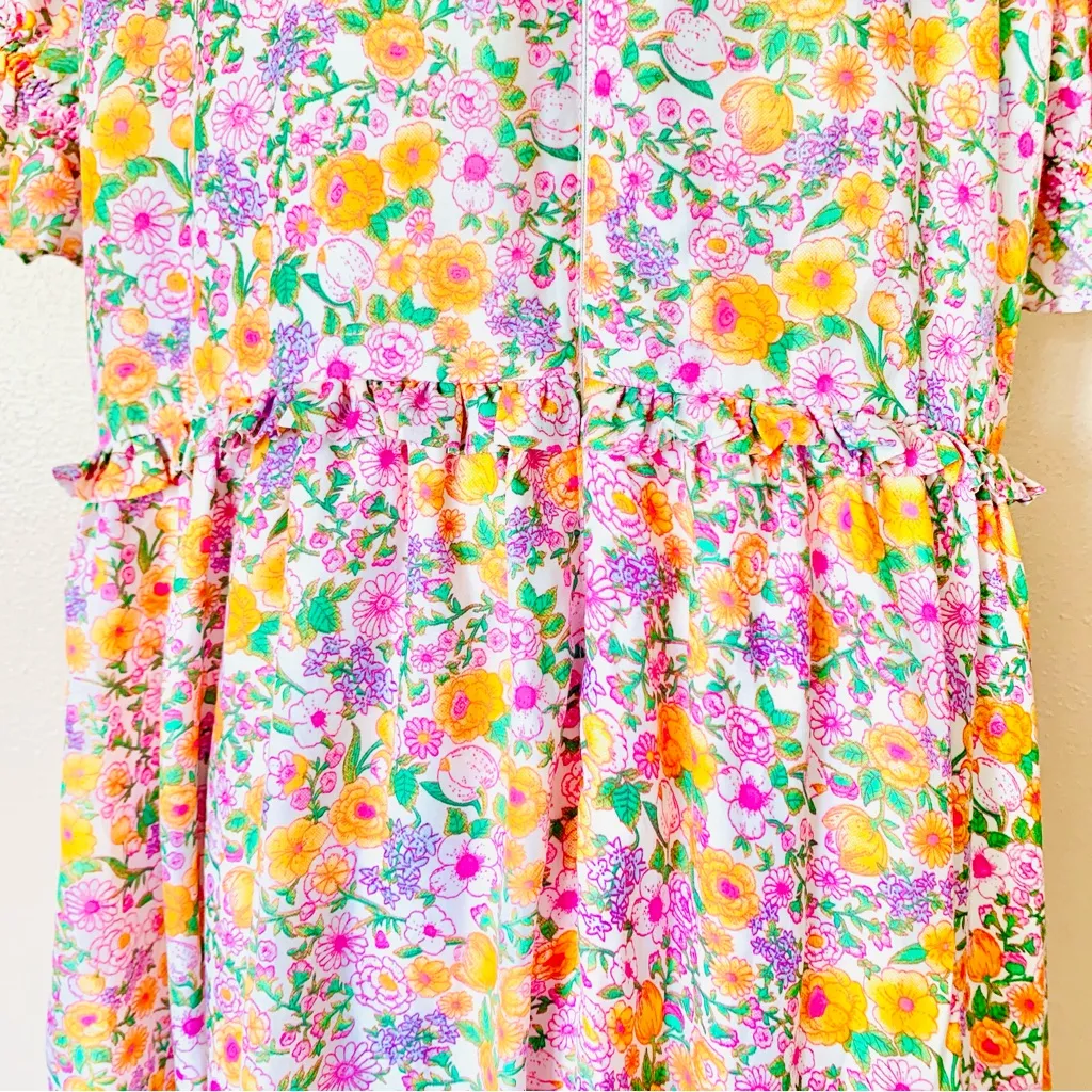 Ivy City Co Pink Purple & Orange Floral Ruffled Maxi Dress. Size XL - Image 11