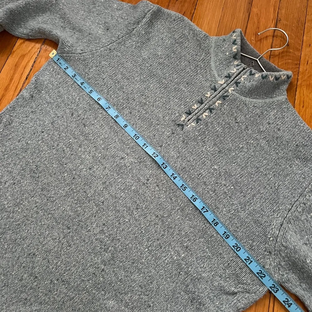 Woolrich Women's Teal Wool Blend Long Sleeve Zip Henley Pullover Sweater Size L - Image 8