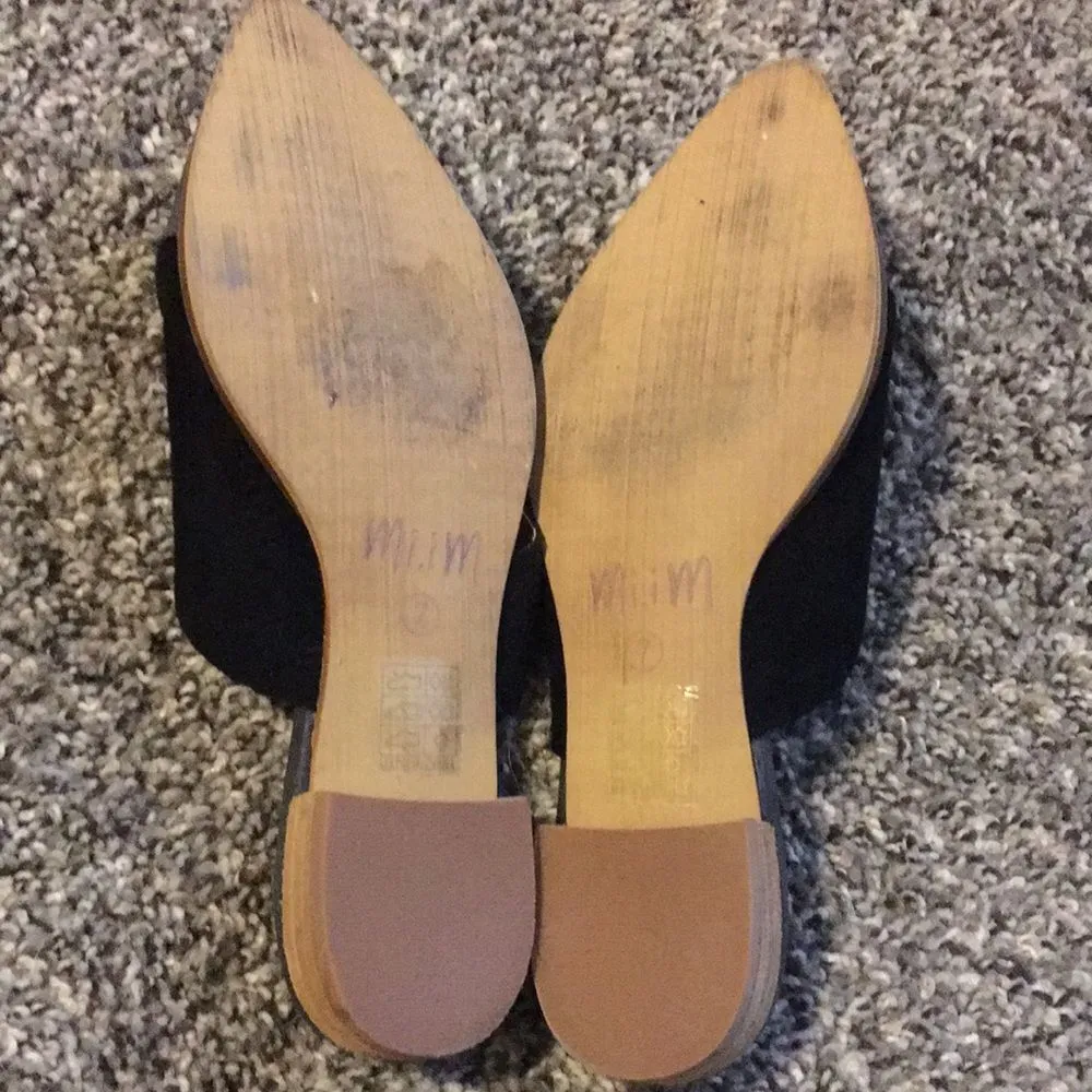 Mi.iM Black and Grey Leather Suede Pointed Toe Flat Size 7 Black - Image 5