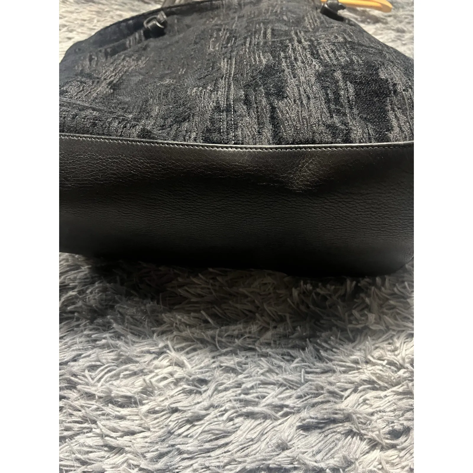 Eileen Fisher Black Velvet Tote Bag  17x10 - Image 5