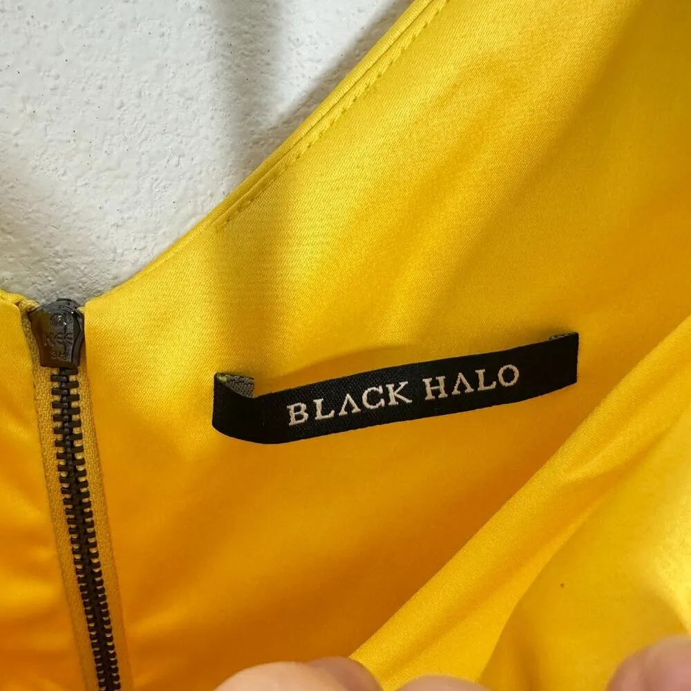 Black Halo Size 6 Cocktail Dress Canary Yellow Mini Summer Wedding Guest‎ Event - Image 3