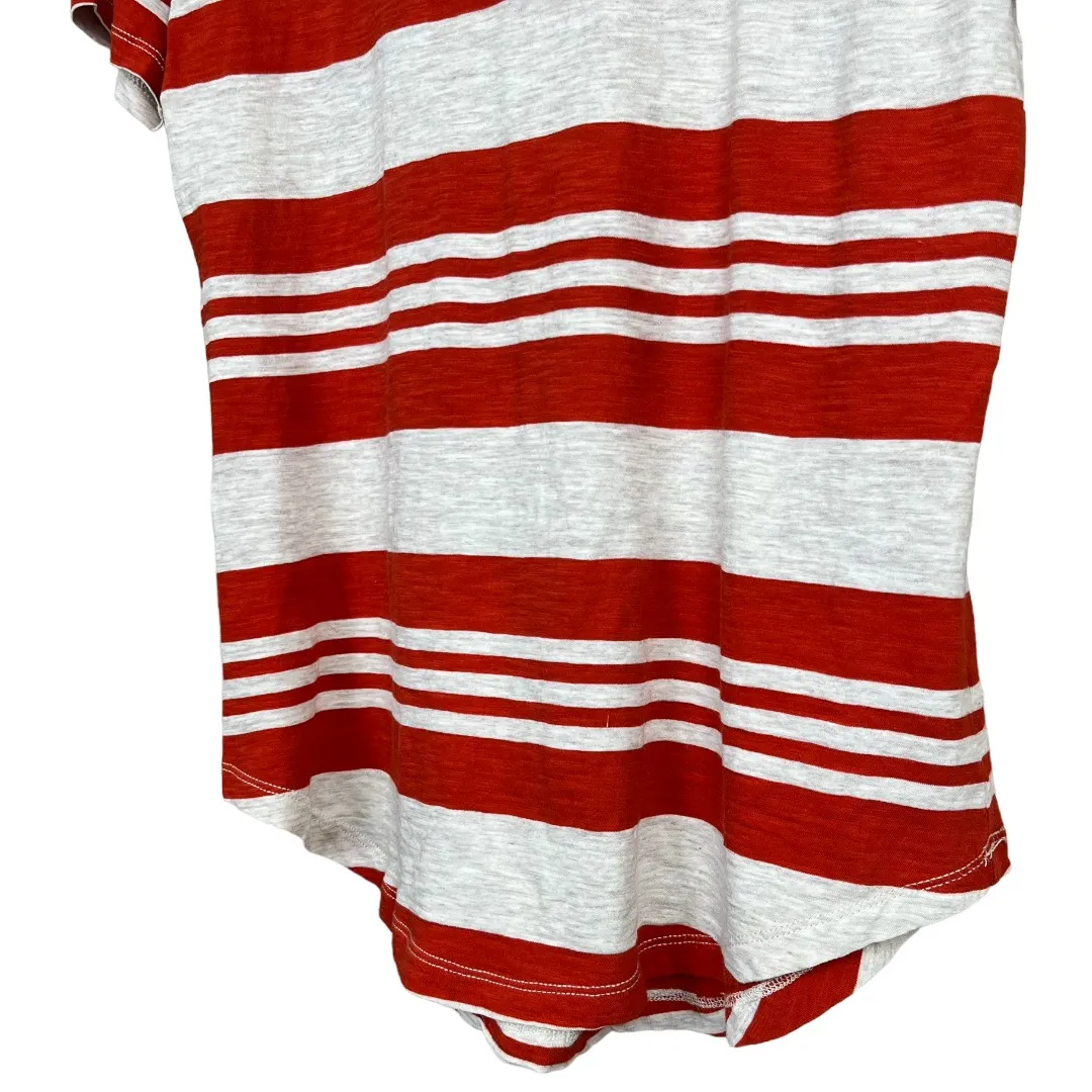 Madewell Orange Whisper Cotton Crewneck Tee in Rampling Stripe Sz S - Image 5