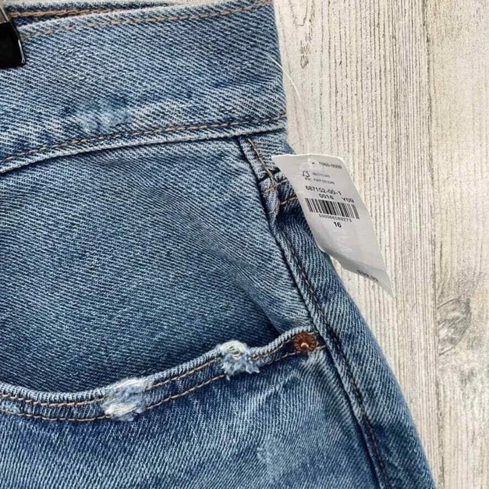 Old Navy Jean Shorts Womens 16 Blue 100% Cotton High Waist Cut-off 5" Inseam NEW - Image 3