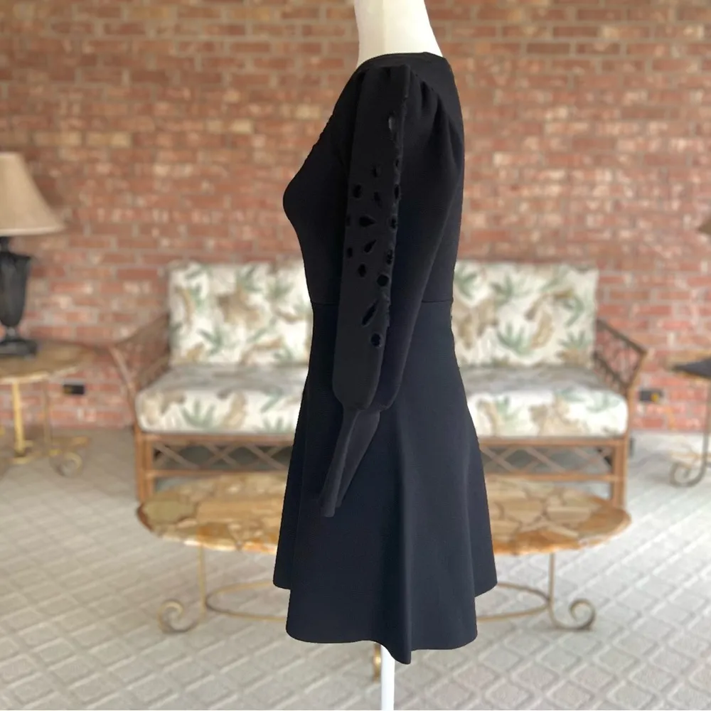 Express Dress Long Puff Ballon Sleeve Eyelet Knit SP Skater Cocktail Party Chic - Image 9