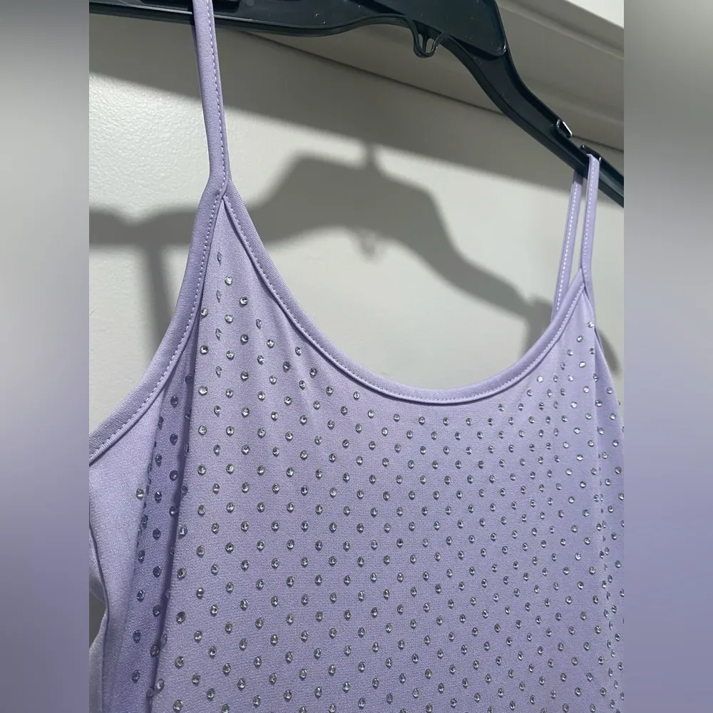 Lilac Light Purple Rhinestoned Stretch Romper Jumpsuit Onesie - S - Image 4