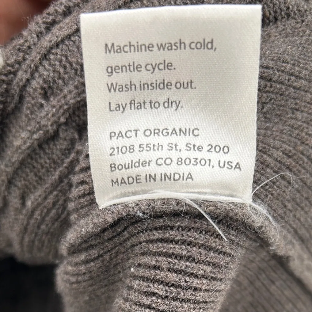 Pact Womens Organic Cotton Cable Knit Crew Neck Sweater Tunic Size Medium Brown - Image 6