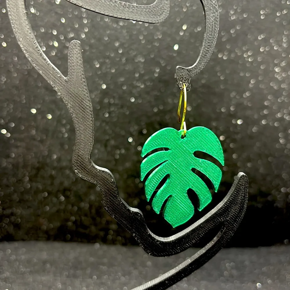 Green Monstera Earrings - Image 2