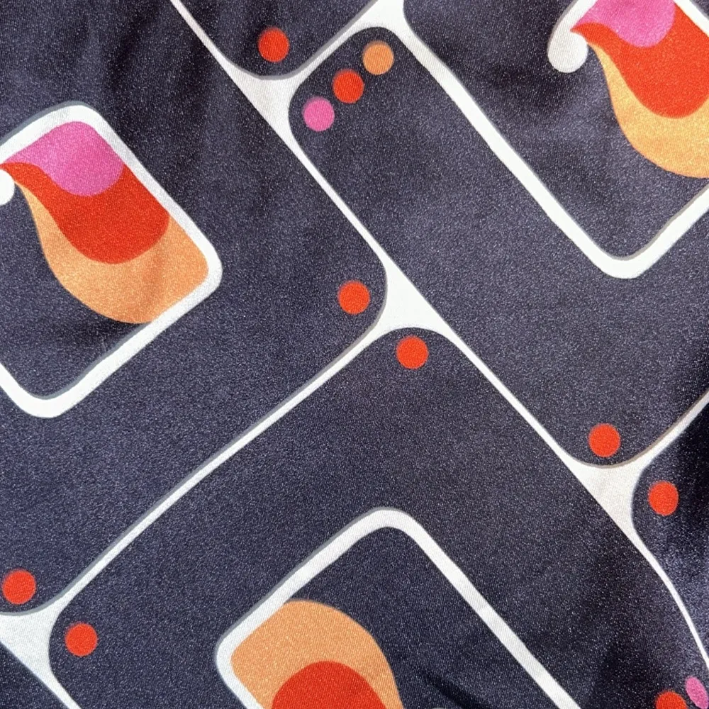 Geometric Abstract High Waisted Elastic Wide Legged Blue Pants Size M NEW - Image 7