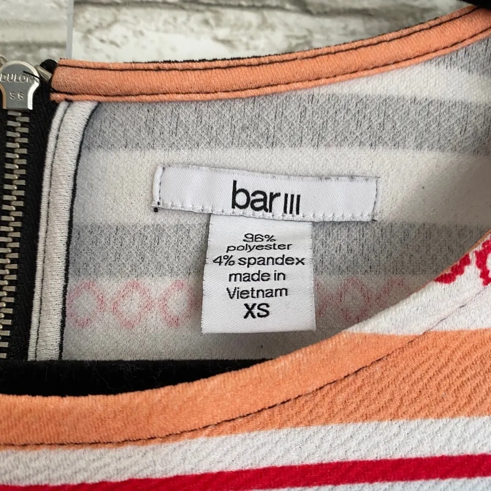 Bar III Striped 3/4 Sleeve Blouse w/ Zipper XS - Image 4