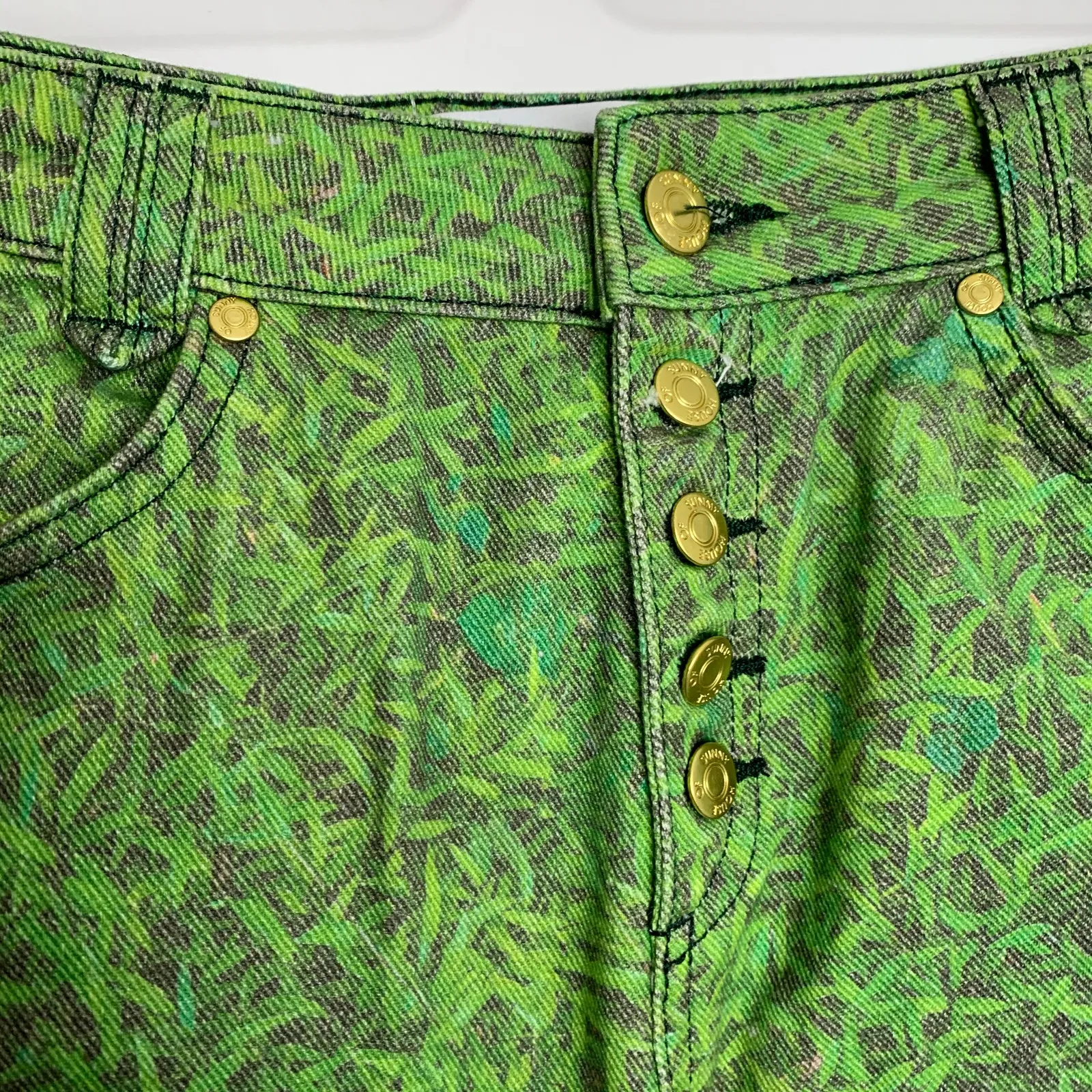 House of Sunny London Fields Jessie Straight Leg Grass Print Jeans Womens US4 Green Size 4 - Image 7