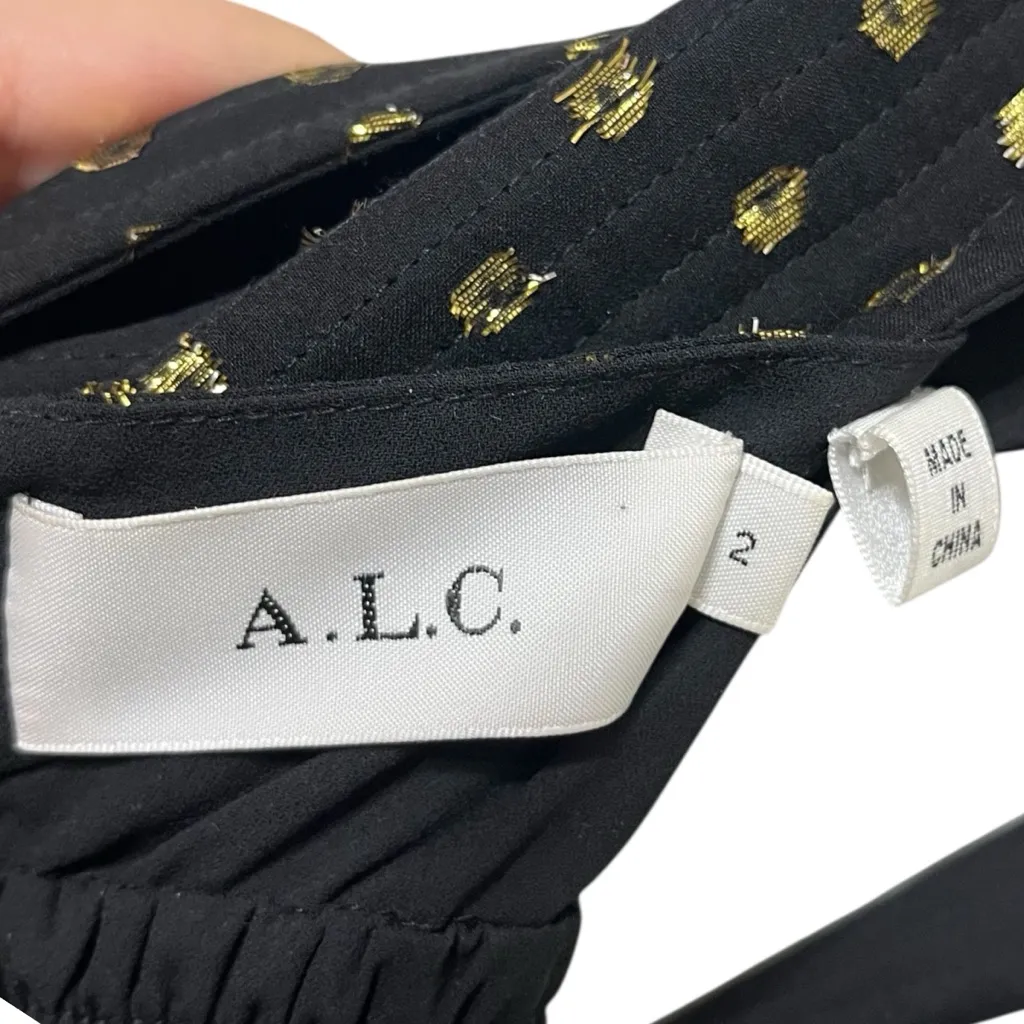 A.L.C. Lita Black Gold Maxi Dress Women’s Size 2 Cutout Metallic Formal - Image 11