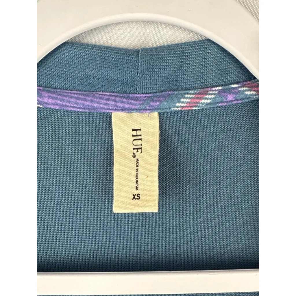 Hue Sleepwear Womens Blue Cardigan With Pockets Size XS Polyester Spandex Blend - Image 3