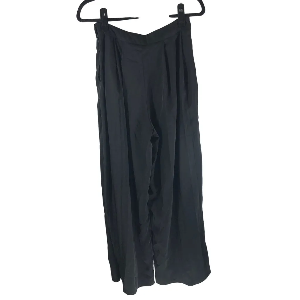 JLux Label Womens Pants High Rise Pleated Pockets Satin Wide Leg Black M Size M - Image 3