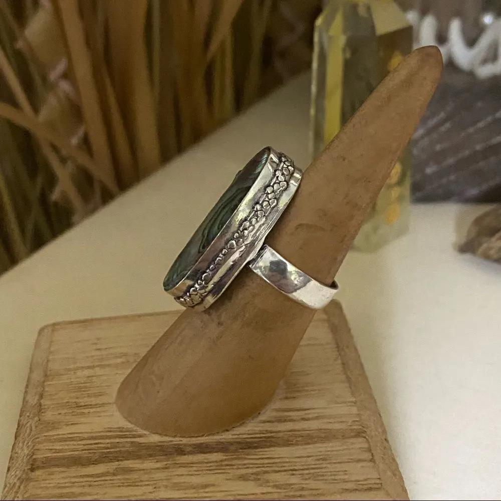Abalone Sterling Silver Rings Size 61/4 Gold - Image 5