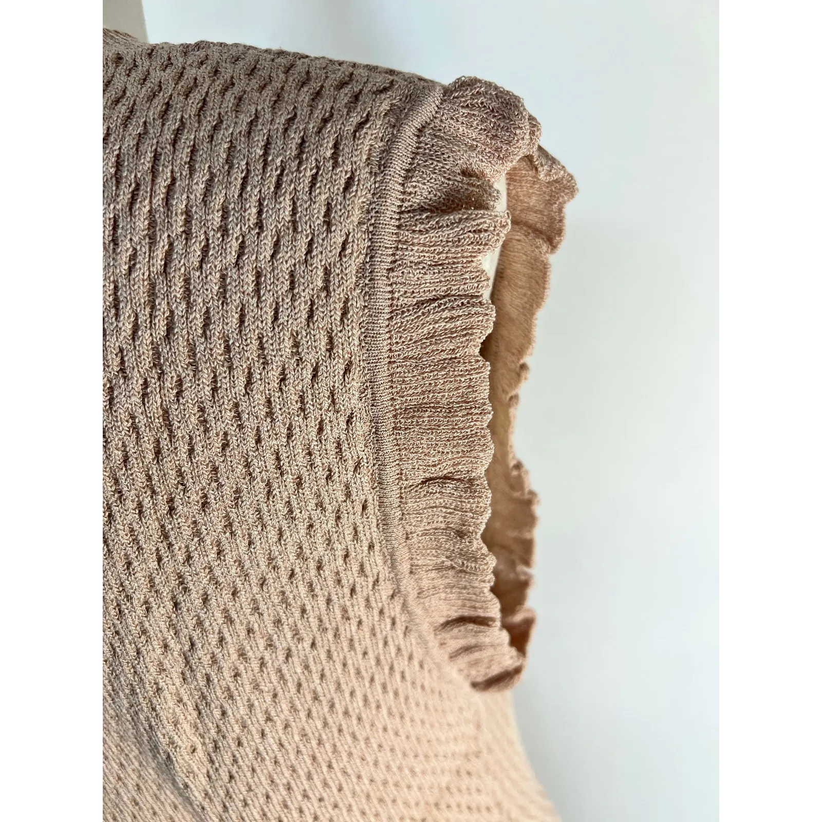 Endless Rose Bodycon Midi Taupe Sweater Dress Lace-up Back Sz Large - Image 9