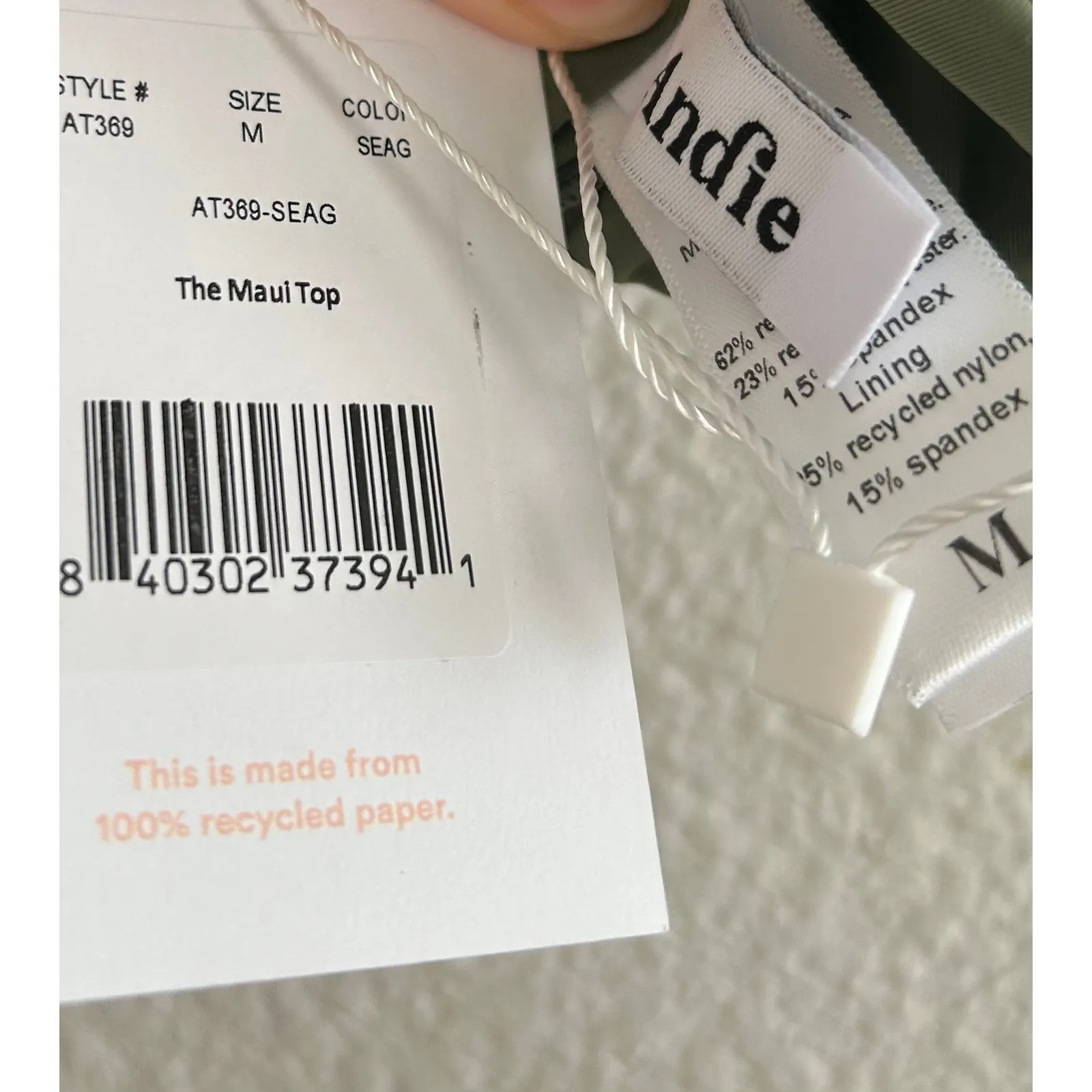 Andie Swim the Maui Houndstooth Bikini Top in Seagrass M NWT - Image 5