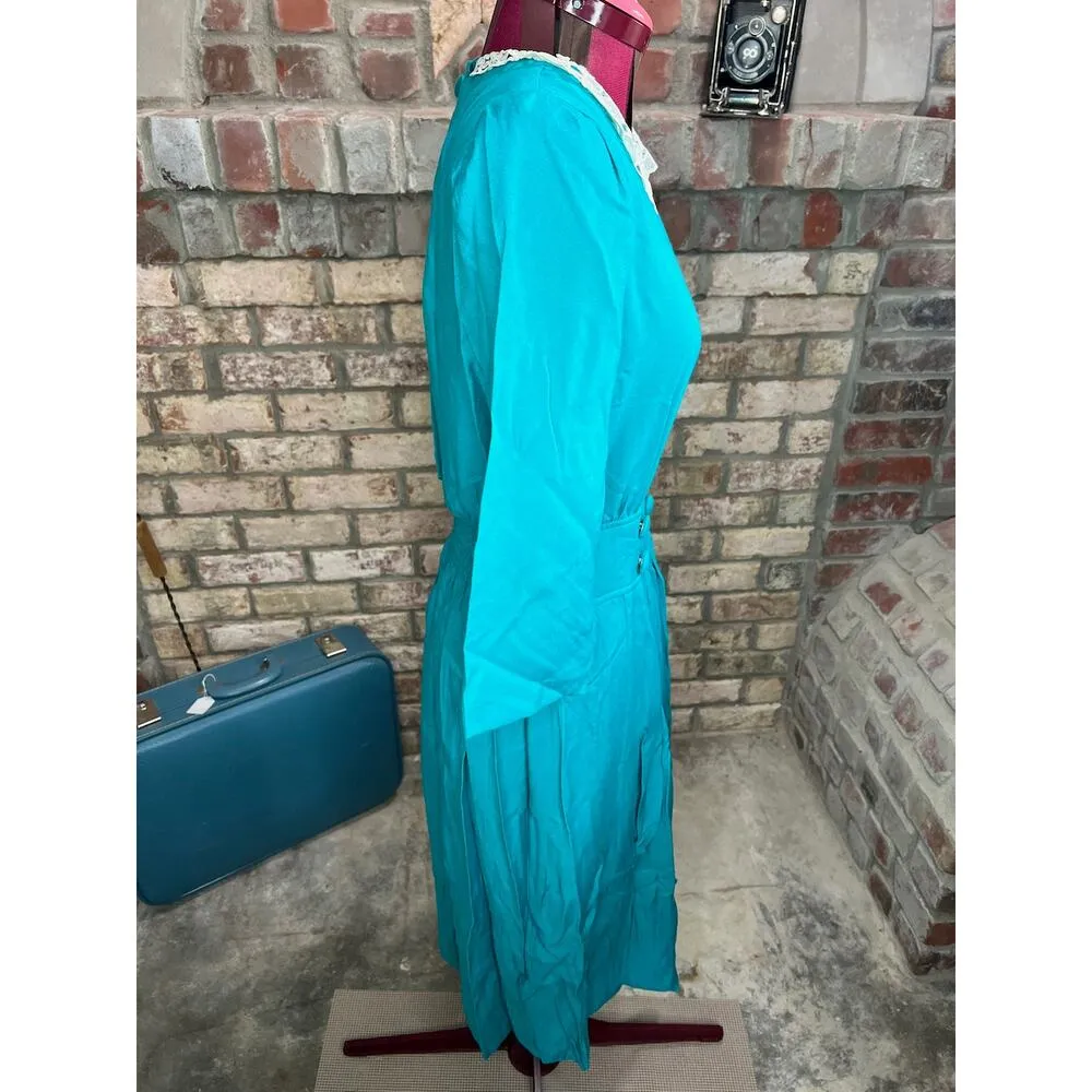 Lisa II shirt dress green lace collar Size 8 - Image 8