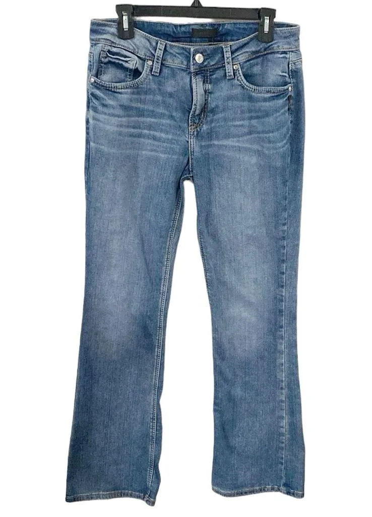 Silver Suki Bootcut Curvy Mid Rise distressed Jeans in dark sandblast size 30 - Image 2