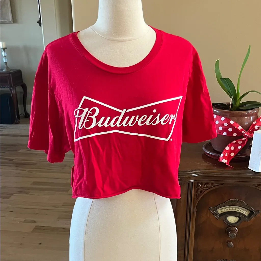 Budweiser Red Boyfriend Tee Cropped - Image 3