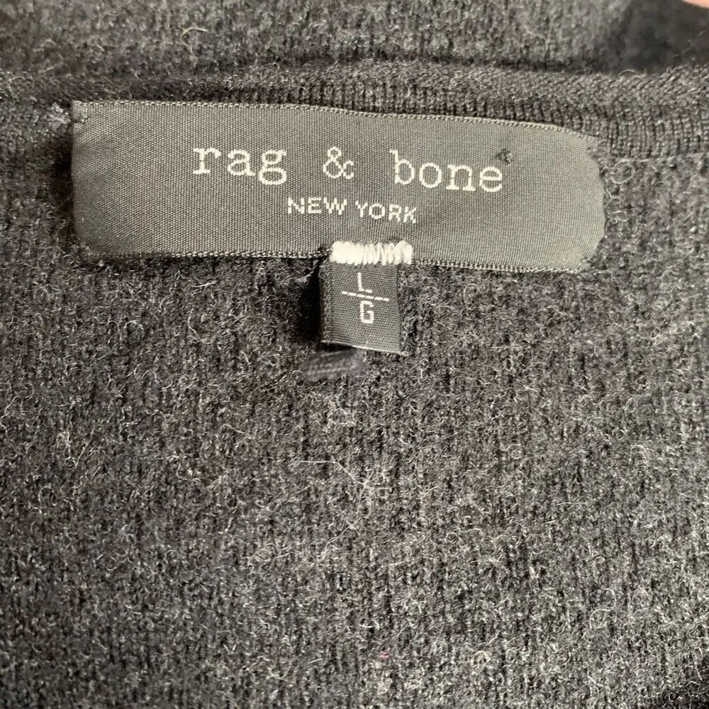 Rag & Bone Dark Charcoal Gray Wool Blend Neutral Knit Pullover Crewneck Sweater - Image 8