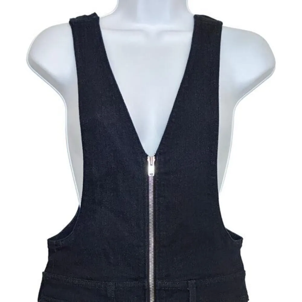 NWT‎ 7 For All Mankind Denim Zip Front Jumpsuit Jean Overalls Dark Blue sz XS - Image 9