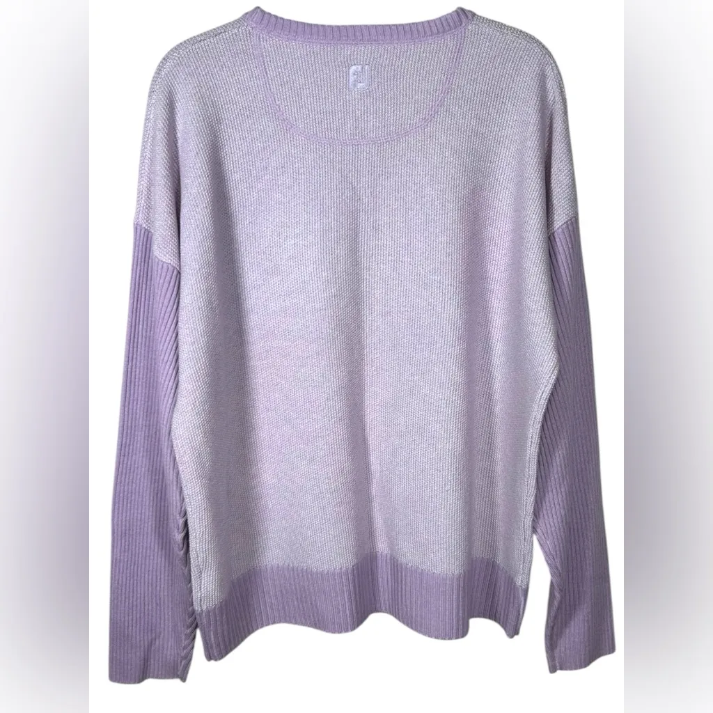 FootJoy Golf Women’s Lilac Purple Wool Blend Crew‎ Neck Cable Ribbed Sweater XL - Image 3