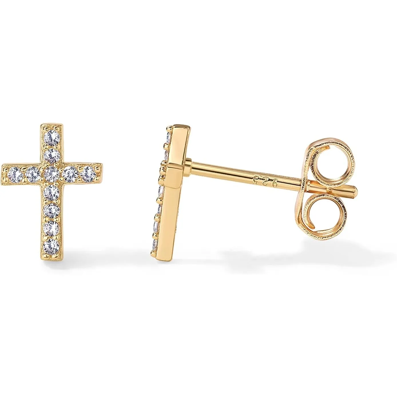 PAVOI 14K Gold Plated 925 Sterling Silver Posts Cross Earrings for Women - Image 2