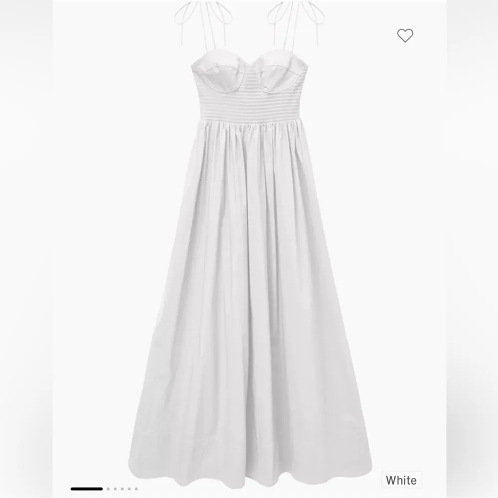 NWOT STAUD Landry Shoulder-Tie Smocked Cotton Maxi White Dress sz M - Image 5