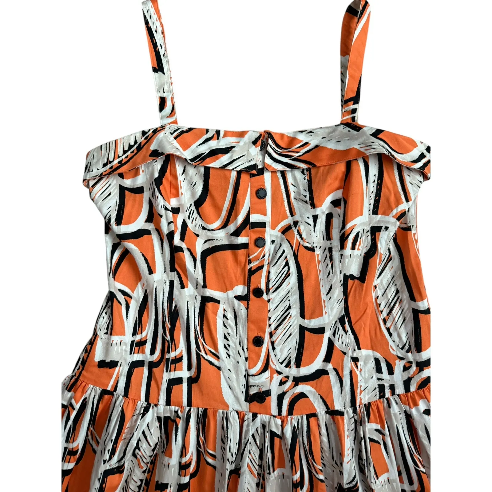 Karl Lagerfeld Paris Sleeveless Printed Square Neck Midi Dress Orange Size 12 - Image 13