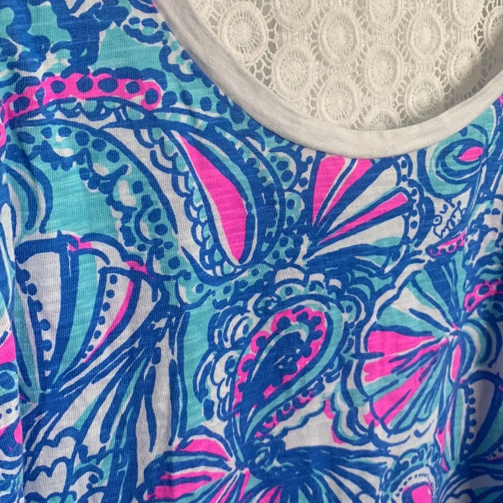 Lilly Pulitzer x Target Blue My Fans High Low Tank Top Sz XS W - Image 3