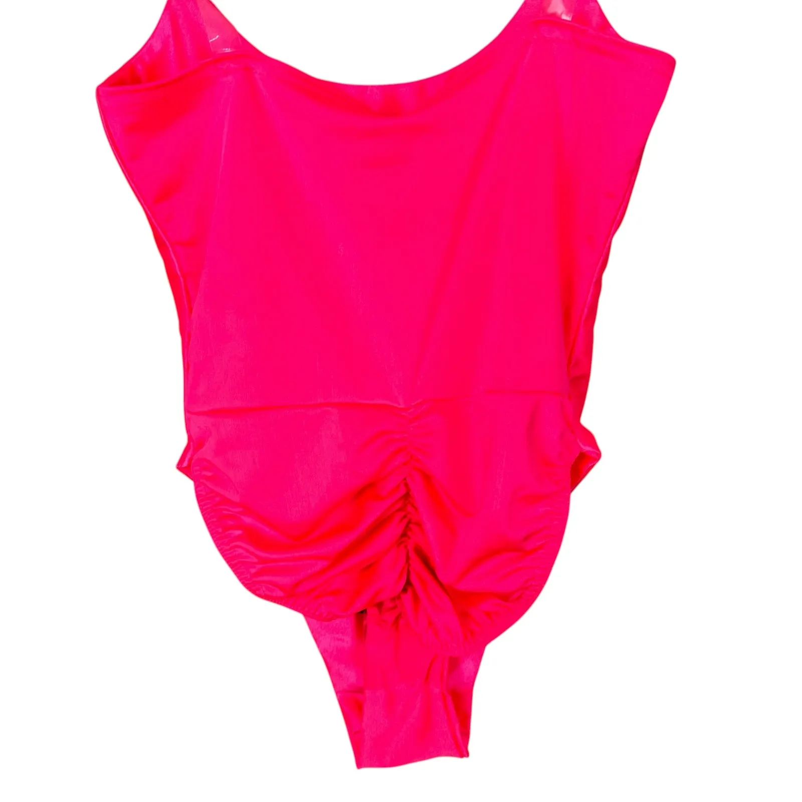 PrettyLittleThing Neon Pink Clear Strap Scoop neck Swimsuit Size 4 NWT Festival - Image 7