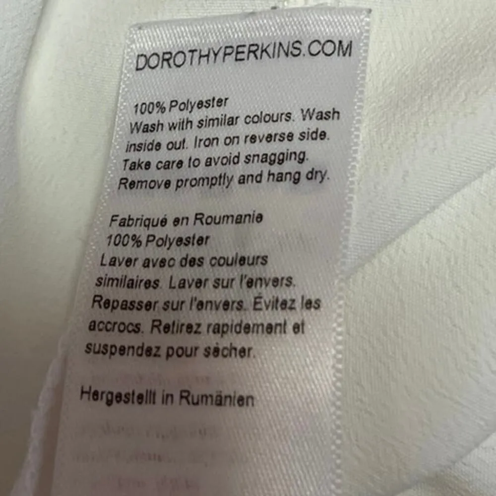 Dorothy Perkins White V-Neck Button Down Peplum Top Tunic Shirt Blouse Size 8 - Image 5